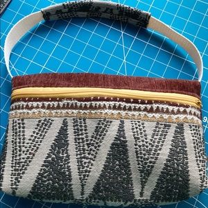 Handmade carryon pouch, 10”x6”x1.5”.
